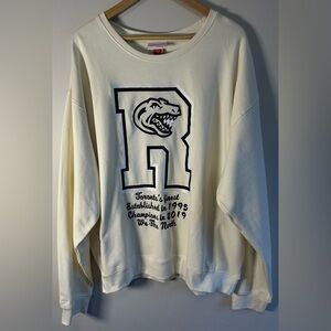 Mitchell & Ness Toronto Raptors Cream Varsity Crewneck Sweater Oversized XL NWT